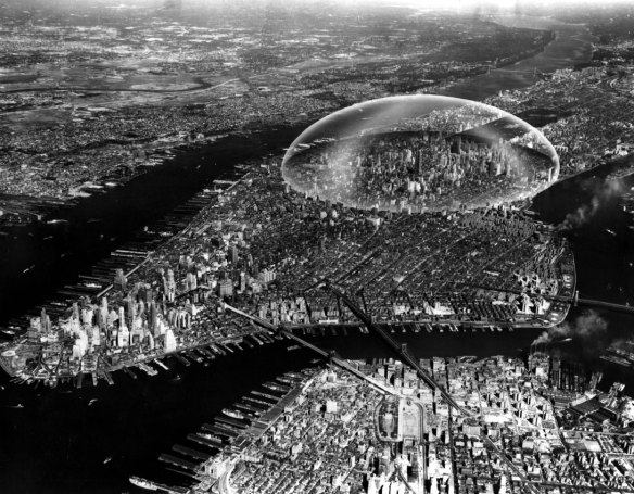 曼哈顿穹窿（Dome over Manhattan），1960 ©️R. Buckminster Fuller and Shoji Sadao